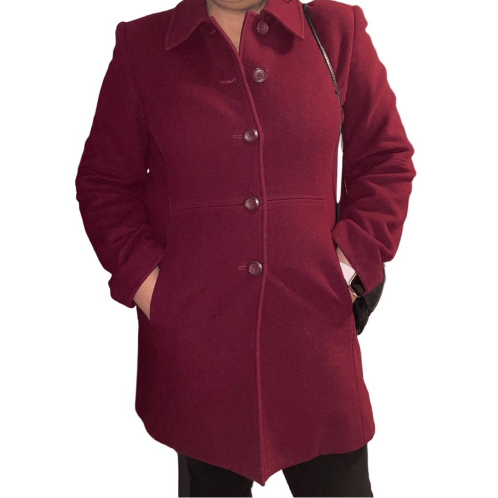 Liz Claiborne Women's Maroon Red Wool Blend Peacoat Size 10